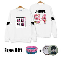 Kpop bts hoodies for men women bangtan boys album floral letter printed fans supportive o neck sweatshirt plus size tracksuits