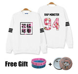 Kpop bts hoodies for men women bangtan boys album floral letter printed fans supportive o neck sweatshirt plus size tracksuits