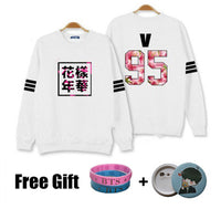 Kpop bts hoodies for men women bangtan boys album floral letter printed fans supportive o neck sweatshirt plus size tracksuits