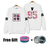 Kpop bts hoodies for men women bangtan boys album floral letter printed fans supportive o neck sweatshirt plus size tracksuits