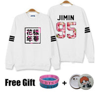 Kpop bts hoodies for men women bangtan boys album floral letter printed fans supportive o neck sweatshirt plus size tracksuits