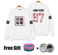 Kpop bts hoodies for men women bangtan boys album floral letter printed fans supportive o neck sweatshirt plus size tracksuits