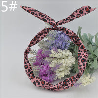 1Pc Cute Leopard Dots lip print flower Bunny Rabbit Ear Ribbon Headwear Hairband Metal Wire Scarf Headband Hair Band Accessories