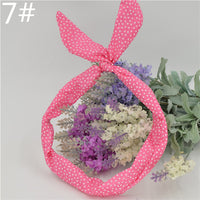 1Pc Cute Leopard Dots lip print flower Bunny Rabbit Ear Ribbon Headwear Hairband Metal Wire Scarf Headband Hair Band Accessories