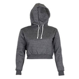 2017 Autumn Womens Solid Crop Hoodie Long Sleeve Jumper Hooded Pullover Coat Casual Sweatshirt Top Sudaderas Mujer