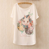 2016 Fashion Women Tops Tees Cute Dream Catcher Printing Cotton T-shirt Women's Short Batwing Sleeve Tshirt on Sale