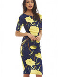 Women Dress Vestidos Free Shipping Designer Elegant Floral Print Work Business Casual Party Pencil Sheath Esp004