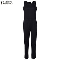 ZANZEA 2017 Summer Rompers Womens Jumpsuit Sexy Ladies Casual Elegant Sleeveless Long Trousers Plus Size Overalls Black Jumpsuit