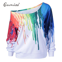 Gamiss Punk Sweatshirt Women Hoodies New Fashion Outside Tracksuit Hoodies Oil Painting Hip Hop 3D Print Hoodies & Sweatshirts