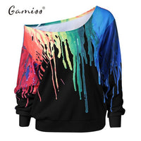 Gamiss Punk Sweatshirt Women Hoodies New Fashion Outside Tracksuit Hoodies Oil Painting Hip Hop 3D Print Hoodies & Sweatshirts