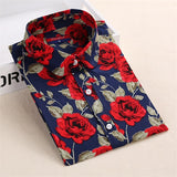 New Floral Women Blouses Shirts Casual Cherry Blouses Long Sleeve Ladies Tops Fashion Blusas Clothing For Womens Plus Size 5XL