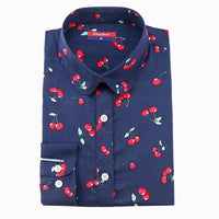 New Floral Women Blouses Shirts Casual Cherry Blouses Long Sleeve Ladies Tops Fashion Blusas Clothing For Womens Plus Size 5XL