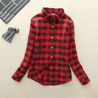 2017 Hot Sale Autumn Winter Ladies Female Casual Cotton Lapel Long-Sleeve Plaid Shirt Women Slim Outerwear Blouse Tops Clothing