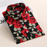 Brand New Women Floral Shirts Cotton Long Sleeve Shirt Women Floral Print Shirt Casual Ladies Blouse Turn Down Collar Women Tops