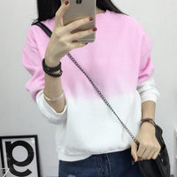 Fashion Long Sleeve Sweatshirts Slim Autumn Moletom Round Neck Gradual Change Printing Sudadera M-XXL Loose Women Sweatshirt