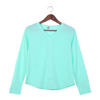 New Women Clothings Women Shirt Spring Summer V-neck Long Sleeve Blouses Pure Color White Green Lady Work Office Slim Shirt Tops