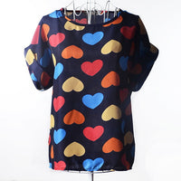 2017 Batwing Sleeve Women Blouses Clothing Casual Chiffon Shirt Blusas Tops Heart Animal Stripe Leopard Print Pattern