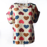 2017 Batwing Sleeve Women Blouses Clothing Casual Chiffon Shirt Blusas Tops Heart Animal Stripe Leopard Print Pattern