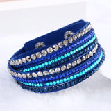 Hot Sale 2016 NEW  Fashion Rhinestone Leather Wrap Bracelet Crystal Multilayer Bracelets bangles for Women/Men Free Shipping