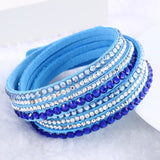 Hot Sale 2016 NEW  Fashion Rhinestone Leather Wrap Bracelet Crystal Multilayer Bracelets bangles for Women/Men Free Shipping