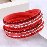 Hot Sale 2016 NEW  Fashion Rhinestone Leather Wrap Bracelet Crystal Multilayer Bracelets bangles for Women/Men Free Shipping