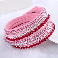 Hot Sale 2016 NEW  Fashion Rhinestone Leather Wrap Bracelet Crystal Multilayer Bracelets bangles for Women/Men Free Shipping