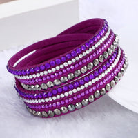 Hot Sale 2016 NEW  Fashion Rhinestone Leather Wrap Bracelet Crystal Multilayer Bracelets bangles for Women/Men Free Shipping