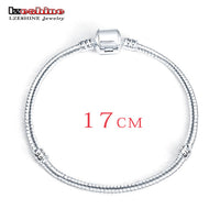 LZESHINE 2016 Hot Silver Love Snake Chain Fit Pan Charm Bracelets & Bangles Jewelry Gift For Men Women 17-21cm br1