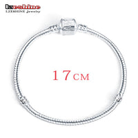 LZESHINE 2016 Hot Silver Love Snake Chain Fit Pan Charm Bracelets & Bangles Jewelry Gift For Men Women 17-21cm br1