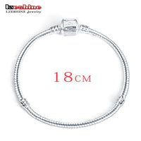 LZESHINE 2016 Hot Silver Love Snake Chain Fit Pan Charm Bracelets & Bangles Jewelry Gift For Men Women 17-21cm br1