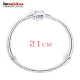 LZESHINE 2016 Hot Silver Love Snake Chain Fit Pan Charm Bracelets & Bangles Jewelry Gift For Men Women 17-21cm br1