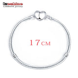 LZESHINE 2016 Hot Silver Love Snake Chain Fit Pan Charm Bracelets & Bangles Jewelry Gift For Men Women 17-21cm br1