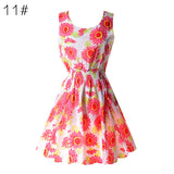 Hot Fashion Summer Hot Sexy Women Tank Chiffon Beach Dress Sleeveless Sundress Floral Mini Dresses M-XXL 21 Colors New Arrival