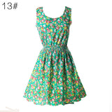 Hot Fashion Summer Hot Sexy Women Tank Chiffon Beach Dress Sleeveless Sundress Floral Mini Dresses M-XXL 21 Colors New Arrival