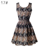 Hot Fashion Summer Hot Sexy Women Tank Chiffon Beach Dress Sleeveless Sundress Floral Mini Dresses M-XXL 21 Colors New Arrival