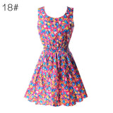 Hot Fashion Summer Hot Sexy Women Tank Chiffon Beach Dress Sleeveless Sundress Floral Mini Dresses M-XXL 21 Colors New Arrival