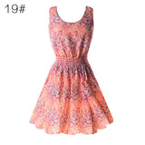 Hot Fashion Summer Hot Sexy Women Tank Chiffon Beach Dress Sleeveless Sundress Floral Mini Dresses M-XXL 21 Colors New Arrival