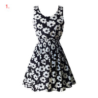 Hot Fashion Summer Hot Sexy Women Tank Chiffon Beach Dress Sleeveless Sundress Floral Mini Dresses M-XXL 21 Colors New Arrival