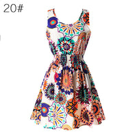 Hot Fashion Summer Hot Sexy Women Tank Chiffon Beach Dress Sleeveless Sundress Floral Mini Dresses M-XXL 21 Colors New Arrival