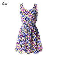 Hot Fashion Summer Hot Sexy Women Tank Chiffon Beach Dress Sleeveless Sundress Floral Mini Dresses M-XXL 21 Colors New Arrival