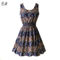 Hot Fashion Summer Hot Sexy Women Tank Chiffon Beach Dress Sleeveless Sundress Floral Mini Dresses M-XXL 21 Colors New Arrival