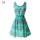 Hot Fashion Summer Hot Sexy Women Tank Chiffon Beach Dress Sleeveless Sundress Floral Mini Dresses M-XXL 21 Colors New Arrival