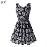 Hot Fashion Summer Hot Sexy Women Tank Chiffon Beach Dress Sleeveless Sundress Floral Mini Dresses M-XXL 21 Colors New Arrival