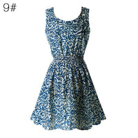 Hot Fashion Summer Hot Sexy Women Tank Chiffon Beach Dress Sleeveless Sundress Floral Mini Dresses M-XXL 21 Colors New Arrival