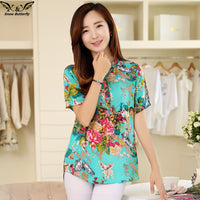 2016 high quality Summer style Kimono blouses top Plus size XS-5XL cotton Printed Short sleeve Casual Women shirts blusas tops