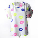 2015 new Large size women printing blouse bird bat shirt short-sleeved chiffon blusas femininas roupas summer style