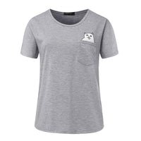 ZSIIBO NVTX09 factory price cat in pocket t shirt casual t shirt men women students love t shirt