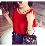 Vetement Femme Red Tops Plus Size Short Sleeve Blusa Gasa Mujer Summer Bluse Dames Kleding 2017 Chiffon Women Shirts Blouse