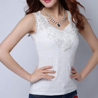 6XL Women Blouse Shirt Femininas 2017 Summer Fashion Woman Lace Elegant Sleeveless Blusas Crochet Casual Shirts Tops Plus Size