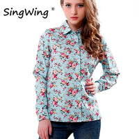 2016 New Women Cotton Blouse Long-sleeve Printed Flowers Shirts Casual Slim Floral Blusas Femininas Camisas Roupas